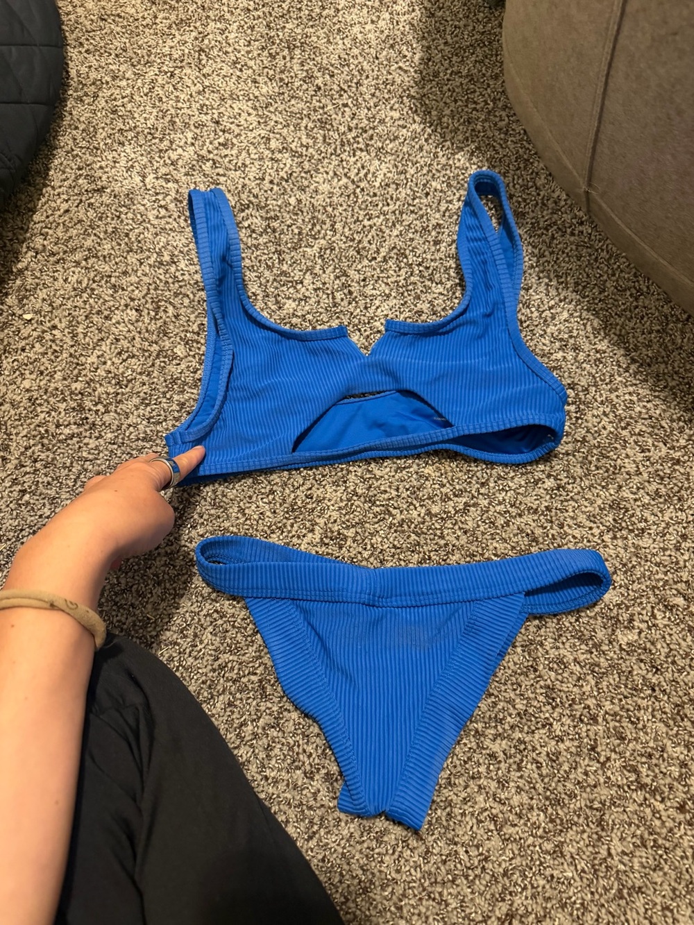 Frankie's Bikinis Cobalt Ribbed Scoop Bikini Set